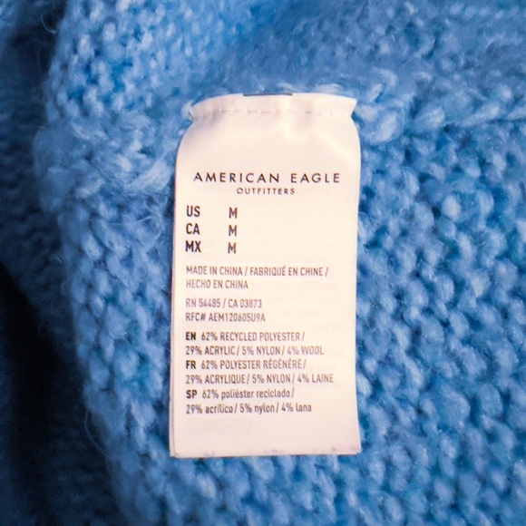 Chunky Soft Robin's Egg Blue Boxy Turtleneck Sweater Size Medium Cozycore - Picture 5 of 9